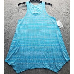 Balance Collection Loungewear Top Womens XL Multi Stripe Racerback Sharkbite Hem
